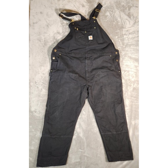 Carhartt Overall 52x30 Black Relaxed Fit Double Knee Unlined Duck
